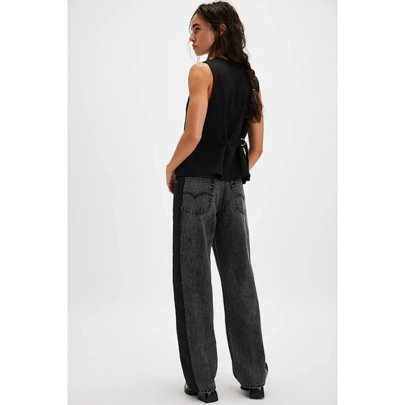 Levis Premium Womens Baggy Dad Denim Jeans 28 Black Gray Mid Rise Loose Relaxed - Picture 9 of 16